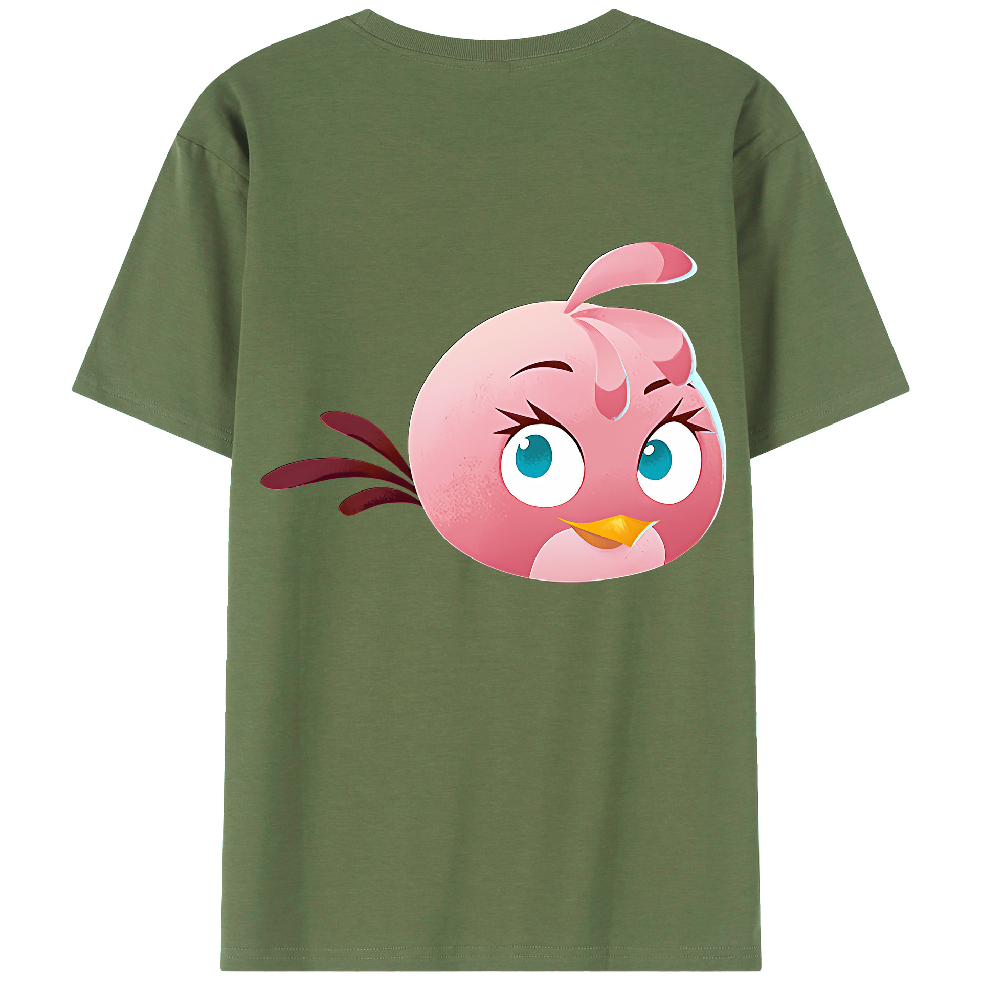 （画像用） Angry Birds アングリーバード 綿100％ メンズ半袖Tシャツ（バックプリント） 通気性